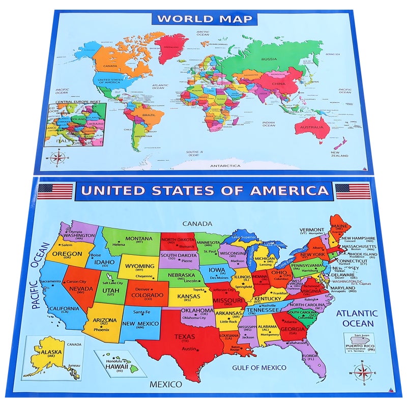 2 Sets of Geography Map Poster Interesting Geography Poster Household Learning Poster - Image 3