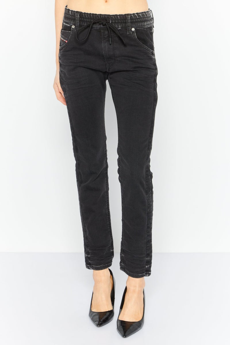 DIESEL Women Boyfriend Fit Washed  Stretchable Denim Jogger Jeans, Black - Image 1