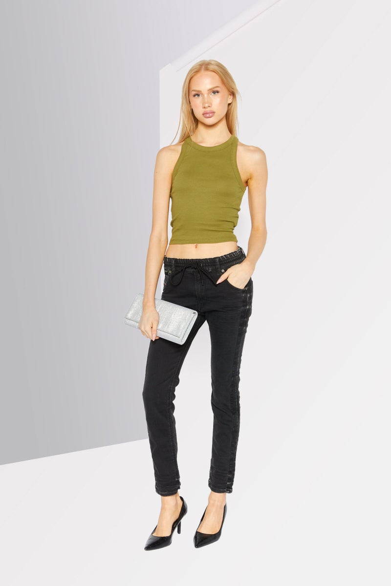 DIESEL Women Boyfriend Fit Washed  Stretchable Denim Jogger Jeans, Black - Image 2