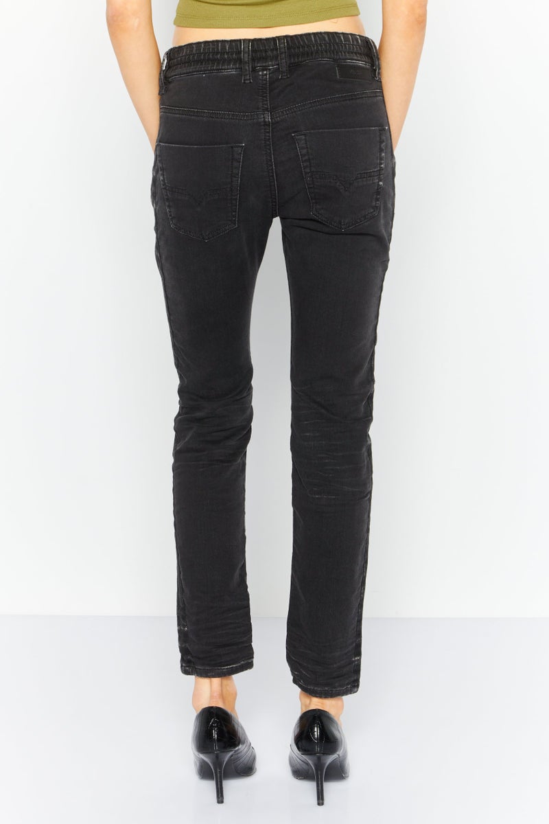 DIESEL Women Boyfriend Fit Washed  Stretchable Denim Jogger Jeans, Black - Image 4