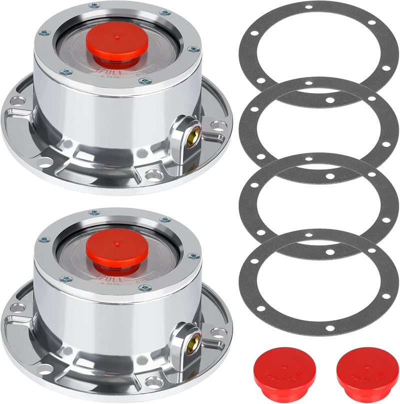 CheeMuii 343-4009 Aluminum Trailer Hub Caps with Gaskets and Plugs - 2 Pack - Image 1