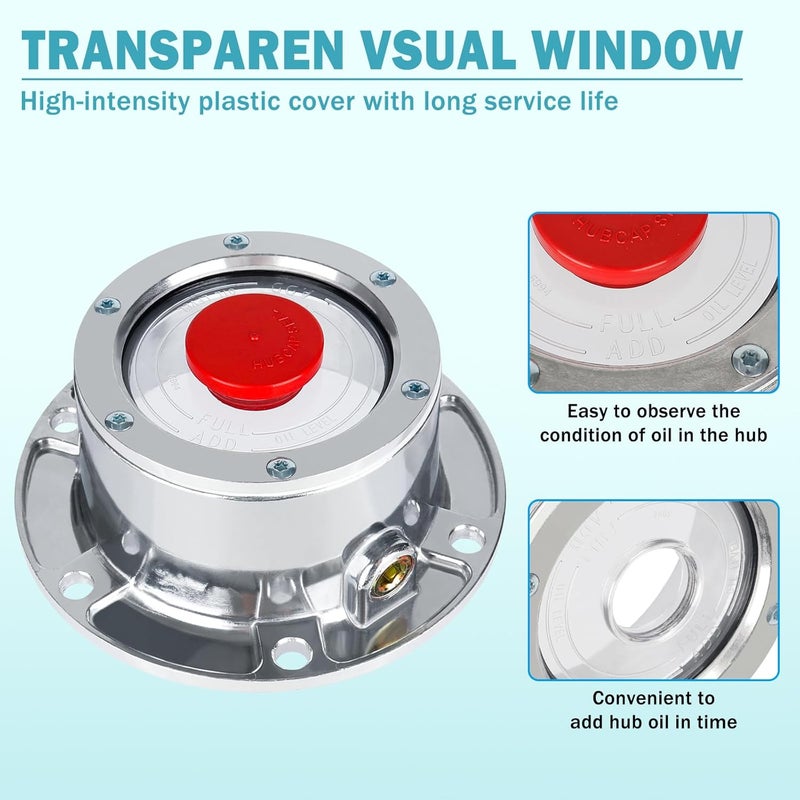 CheeMuii 343-4009 Aluminum Trailer Hub Caps with Gaskets and Plugs - 2 Pack - Image 2