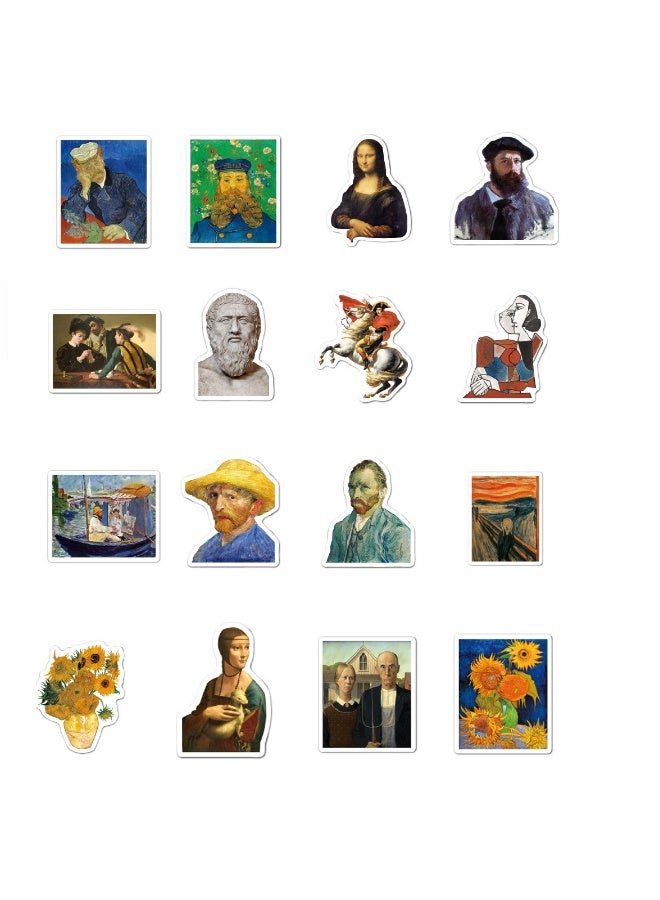 Abstract Art Sticker, Oil Painting Stickers 52Pcs Famous Paintings Sculptures Waterproof Vinyl Stickers for Water Bottles Bicycle Laptop Refrigerator Luggage Computer Phone Skateboard Bike Decals - Image 1