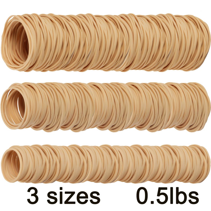 HSNOHSN Rubber Bands Assorted Size#10 Size#16 Size19 Beige 0.5lb Rubber Bands for Office Supplies Money School Home - Image 5