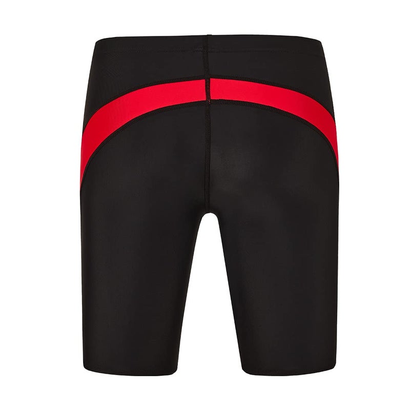 DEVOROPA Boys' Swim Jammers Youth Competitive Swim Team Suit Quick Dry Athletic Swimming Shorts UPF 50+ Black/Red S - Image 3