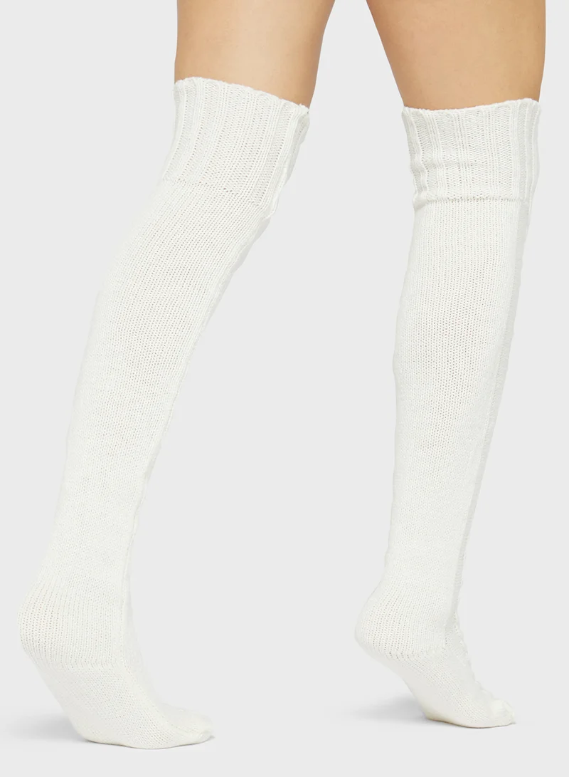 Ginger Over The Knee Pointelle Cozy Socks