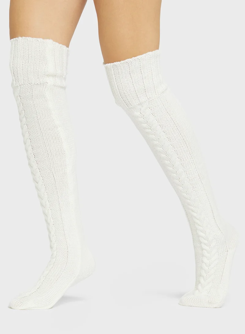 Ginger Over The Knee Pointelle Cozy Socks