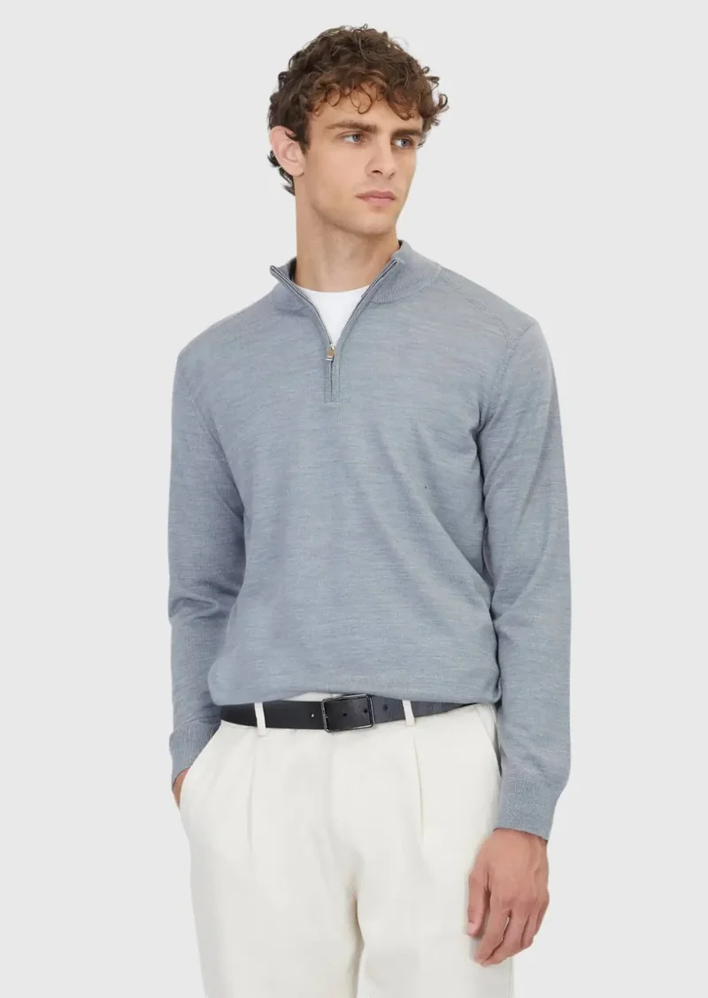 رامسي سويت شيرت محبوك رمادي فاتح