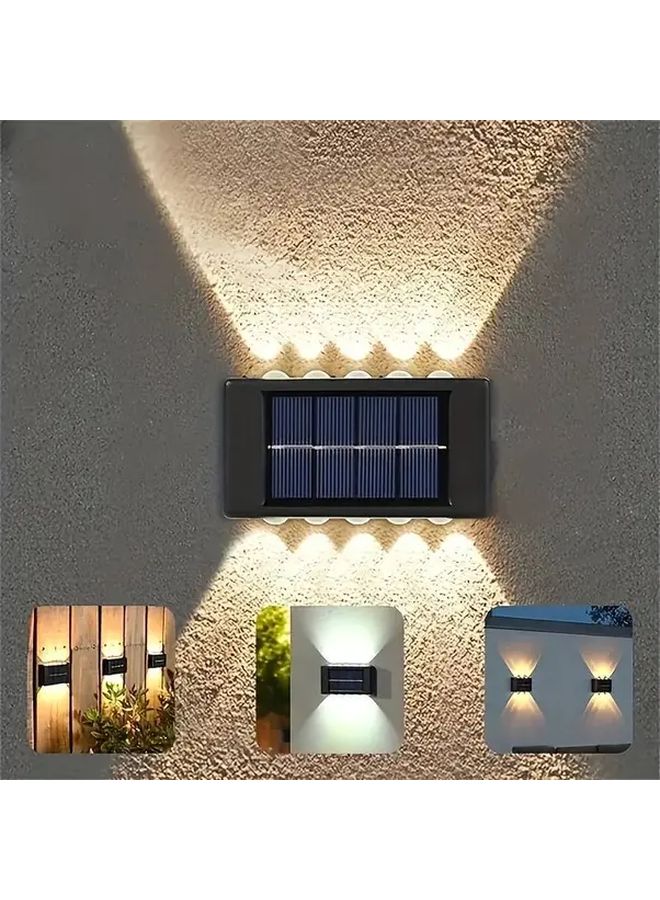 10 LED Solar Wall Lanterns Outdoor Indoor Garden Lighting Warm Light - Image 2