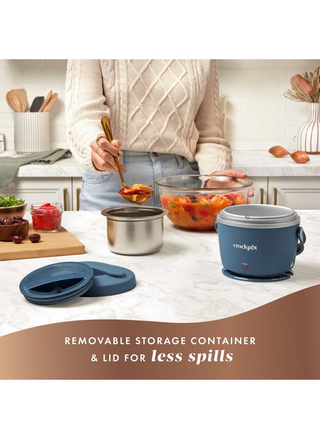 Crock-Pot Electric Lunch Box, Portable Food Warmer for On-the-Go, 20-Ounce, Faded Blue