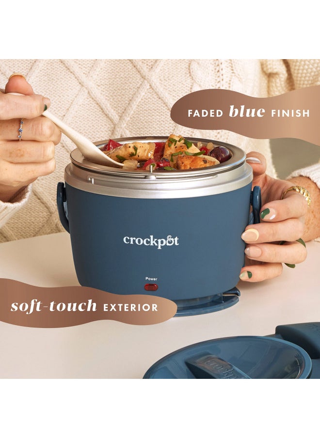 Crock-Pot Electric Lunch Box, Portable Food Warmer for On-the-Go, 20-Ounce, Faded Blue