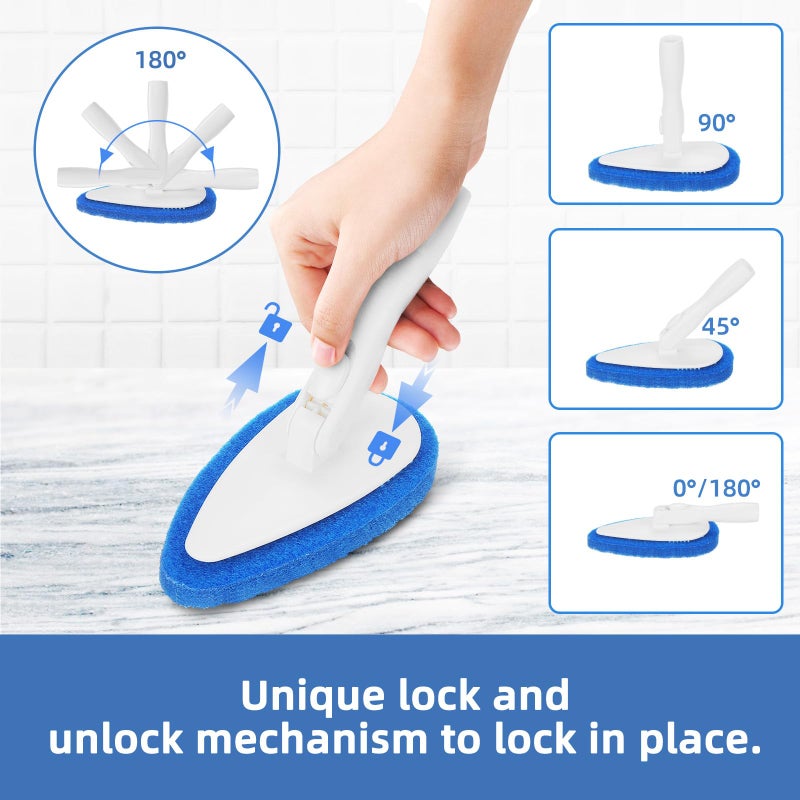 Qaestfy Shower Bathtub Tub Tile Scrubber Cleaning Brush with 51'' Handle, 5 Non-Scratch Scouring Pads, Adjustable Long Handled Scrub Brush for Cleaning Shower Bathroom Vessel Sinks Toilet Wall Floor - Image 4