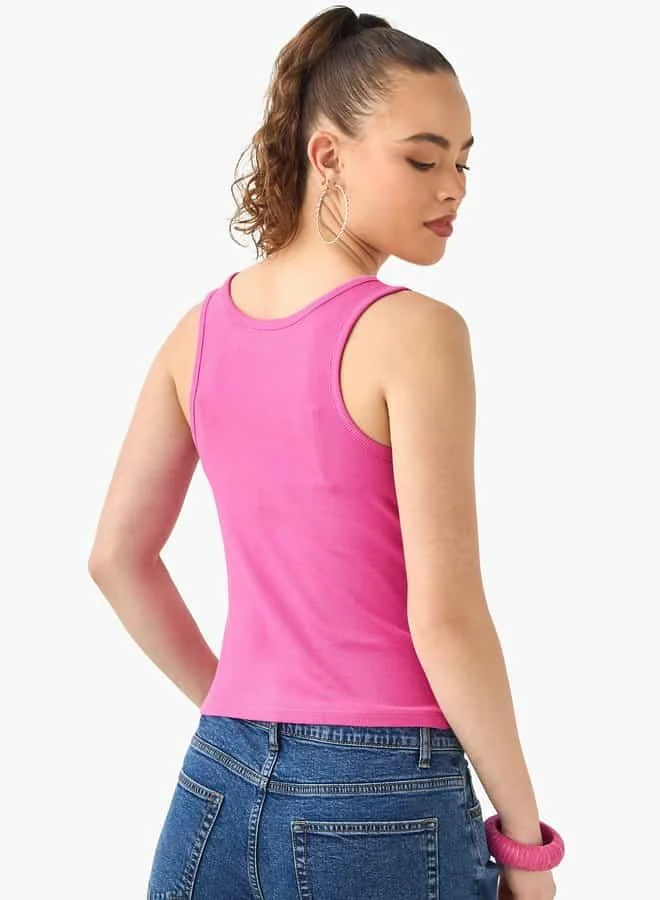 SP Characters Barbie Print Tank Top with Round Neck
