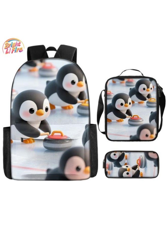 Bright Li Fire Unlock the new fashion of childish fun! Three-piece set of bags, cartoon elements for children and teenagers (students, children, friends' outings, mountain climbing, schooling, etc. can be used) - 91 - Image 1