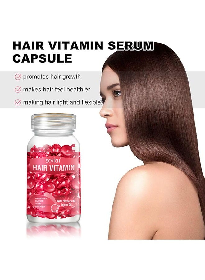 Sevich Hair Treatment Serum Oil Capsules 30 Pcs, Conditioning Repair and Moisturizing, Formula with Argan Jojoba Oils and Vitamins, Healthier, Smooth, Silky, Hair Repair Smooth Shiny, Hair Care, Red - Image 4