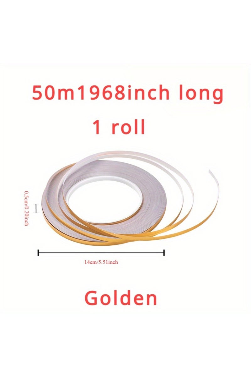 شريط ذهبي 0.5 سم 50 متر، شريط ذهبي لسد فواصل بلاط السيراميك والأرضيات، شريط مانع للتسرب لخطوط الجص في الأسقف، أداة تجميل