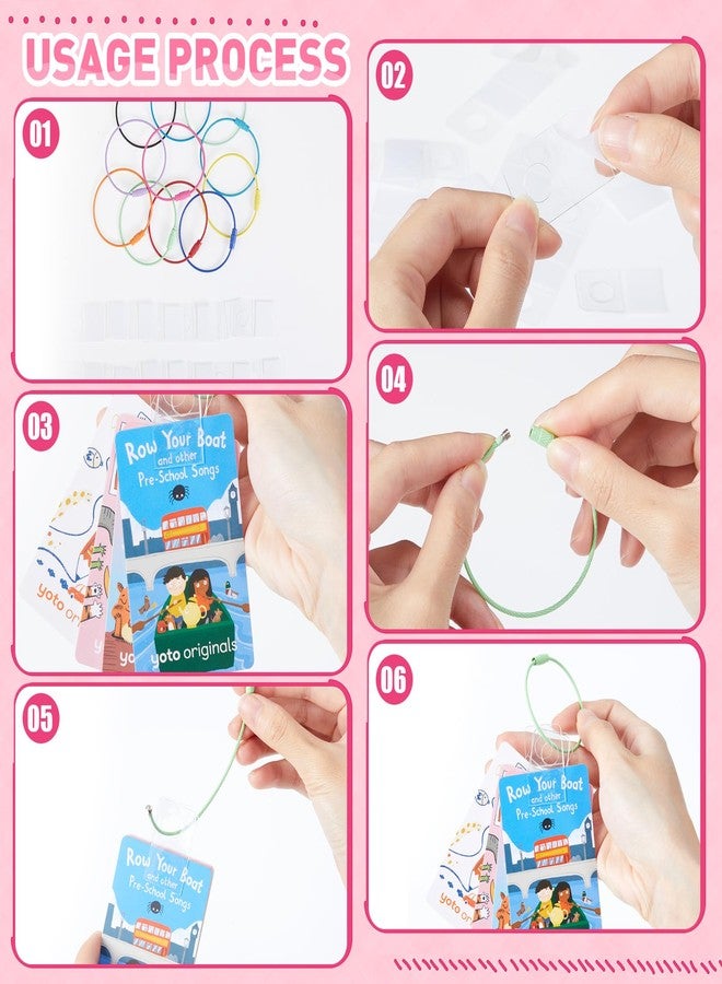 Shimeyao Card Holder Compatible with Yoto, Card Rings and Tabs, 100 Pcs Clear Self Adhesive Tabs with 12 Pcs Multicolor Ring Loops, Travel Carrier for Classifying Organizing Storage - Image 4