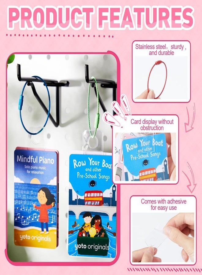 Shimeyao Card Holder Compatible with Yoto, Card Rings and Tabs, 100 Pcs Clear Self Adhesive Tabs with 12 Pcs Multicolor Ring Loops, Travel Carrier for Classifying Organizing Storage - Image 3