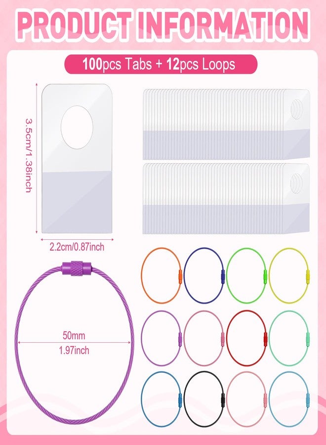 Shimeyao Card Holder Compatible with Yoto, Card Rings and Tabs, 100 Pcs Clear Self Adhesive Tabs with 12 Pcs Multicolor Ring Loops, Travel Carrier for Classifying Organizing Storage - Image 2
