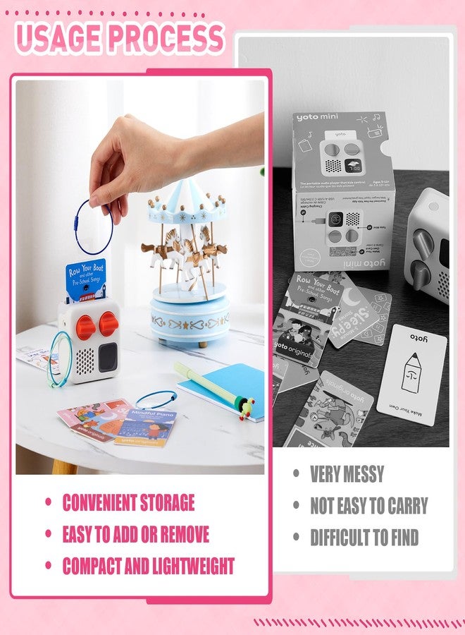 Shimeyao Card Holder Compatible with Yoto, Card Rings and Tabs, 100 Pcs Clear Self Adhesive Tabs with 12 Pcs Multicolor Ring Loops, Travel Carrier for Classifying Organizing Storage - Image 5