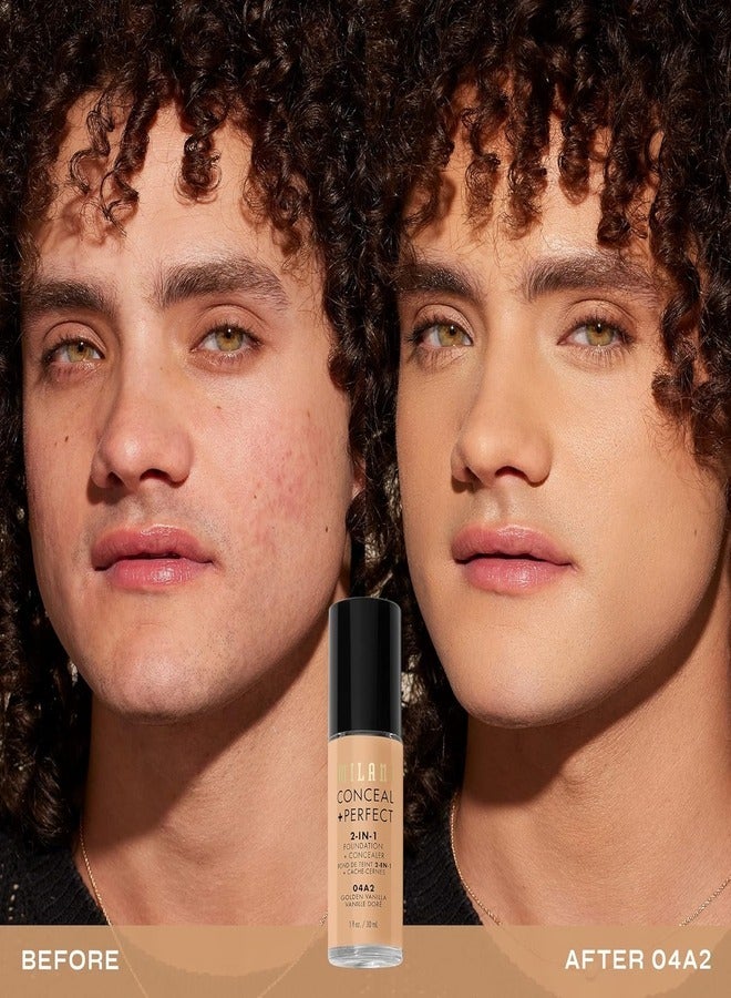 MILANI Milani Cosmetics Conceal + Perfect 2-In-1 Foundation + Concealer 04A2 Golden Vanilla 30ml – Full Coverage, Lightweight, Long-Lasting, Water-Resistant, Oil-Free, Vegan & Cruelty-Free - Image 2