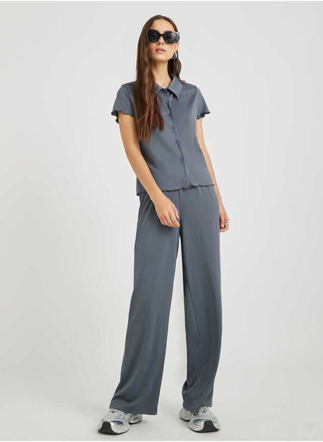 Take Two Take Two Solid Short Sleeve Shirt and Pants Co-Ords  - Image 1