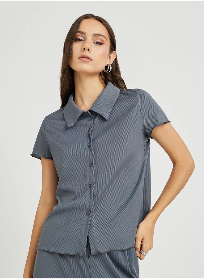 Take Two Take Two Solid Short Sleeve Shirt and Pants Co-Ords