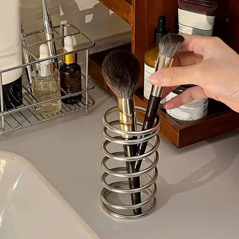 2 Piece Spiral Hollow Toothbrush Holder Wrought Iron Storage Rack - Image 2