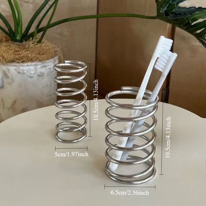 2 Piece Spiral Hollow Toothbrush Holder Wrought Iron Storage Rack - Image 3