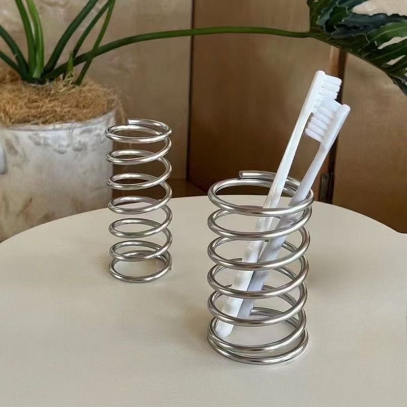 2 Piece Spiral Hollow Toothbrush Holder Wrought Iron Storage Rack - Image 1