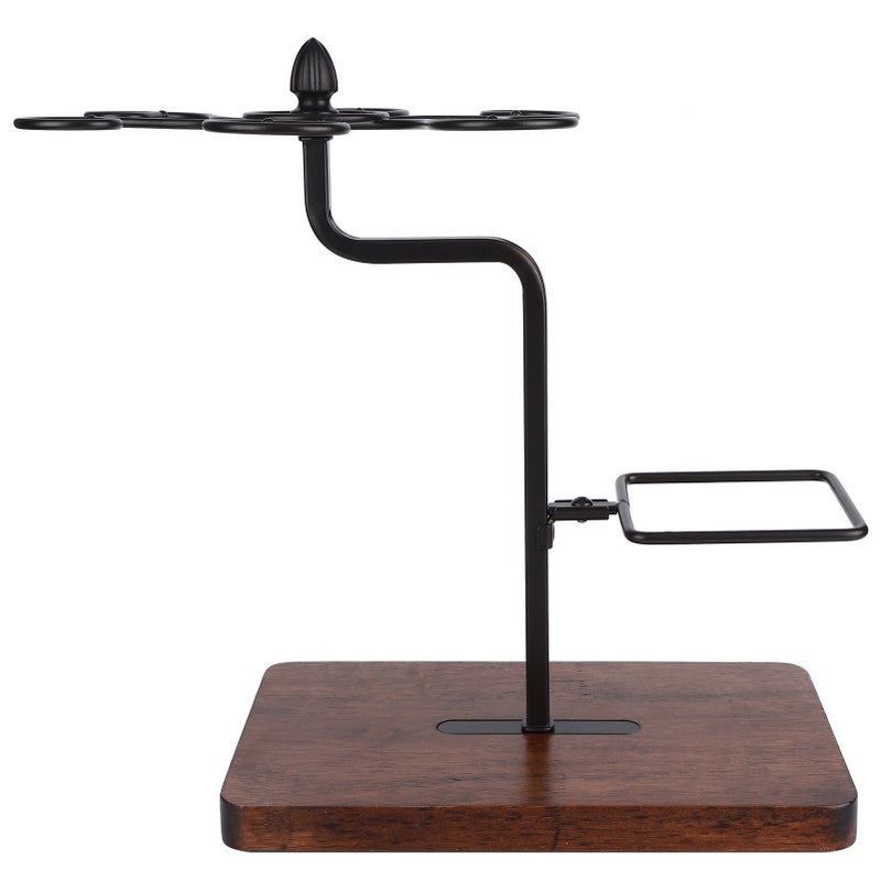 Wine Glass Holder: Black Iron & Wood Material - Rustproof Durable Goblet Drying Rack with Inverted Drain Design for Home Bar Restaurant Desktop Storage - Image 4