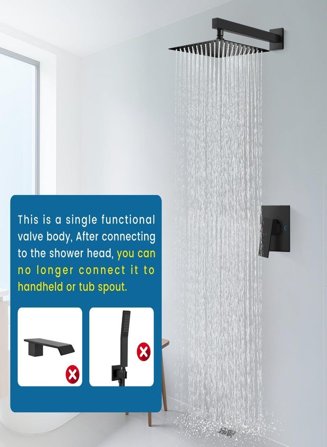 Cinwiny Shower Faucet Set,Shower Head and Handle Set with Valve,Single Handle,Wall Mount 10 Inch Showerhead for Modern Bathroom,Matte Black - Image 3