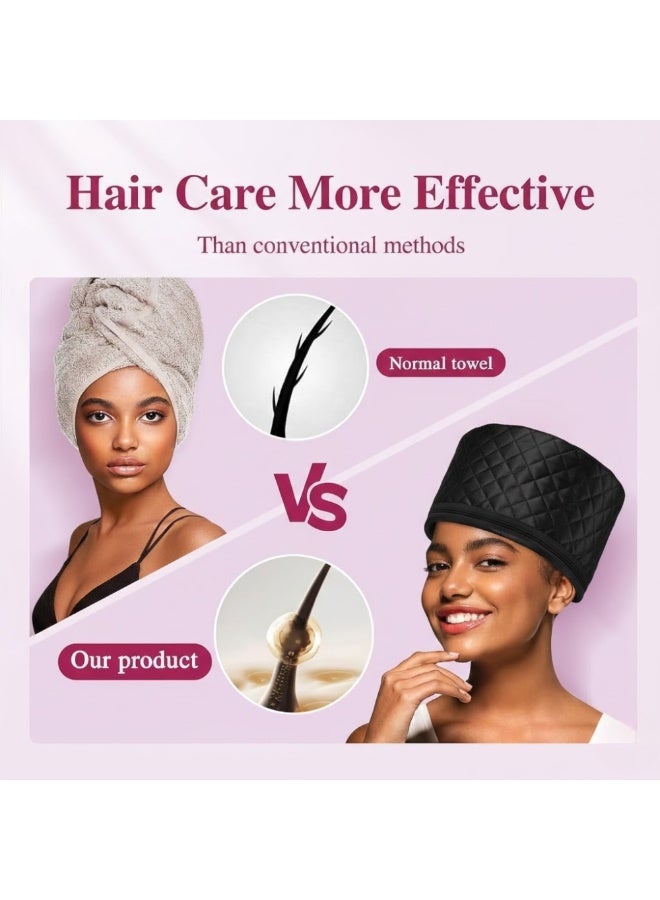 AlsayedP Women's Hair Care Thermal Head Spa Cap, Electric Hair Shower Cap, Heated Cap for Home Hair Care (Black) - Image 4