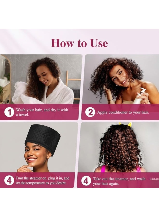 AlsayedP Women's Hair Care Thermal Head Spa Cap, Electric Hair Shower Cap, Heated Cap for Home Hair Care (Black) - Image 5