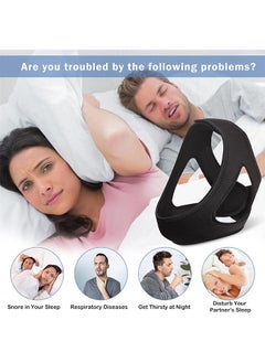 HY Anti Snoring Chin Strap Stop Snoring The Most Effective Snoring Solution Snoring Reduction Relief Stopper Sleep Aid Devices Adjustable Comfortable Bands For Men And Women (Black)  - Image 2