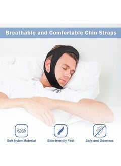 HY Anti Snoring Chin Strap Stop Snoring The Most Effective Snoring Solution Snoring Reduction Relief Stopper Sleep Aid Devices Adjustable Comfortable Bands For Men And Women (Black)  - Image 3