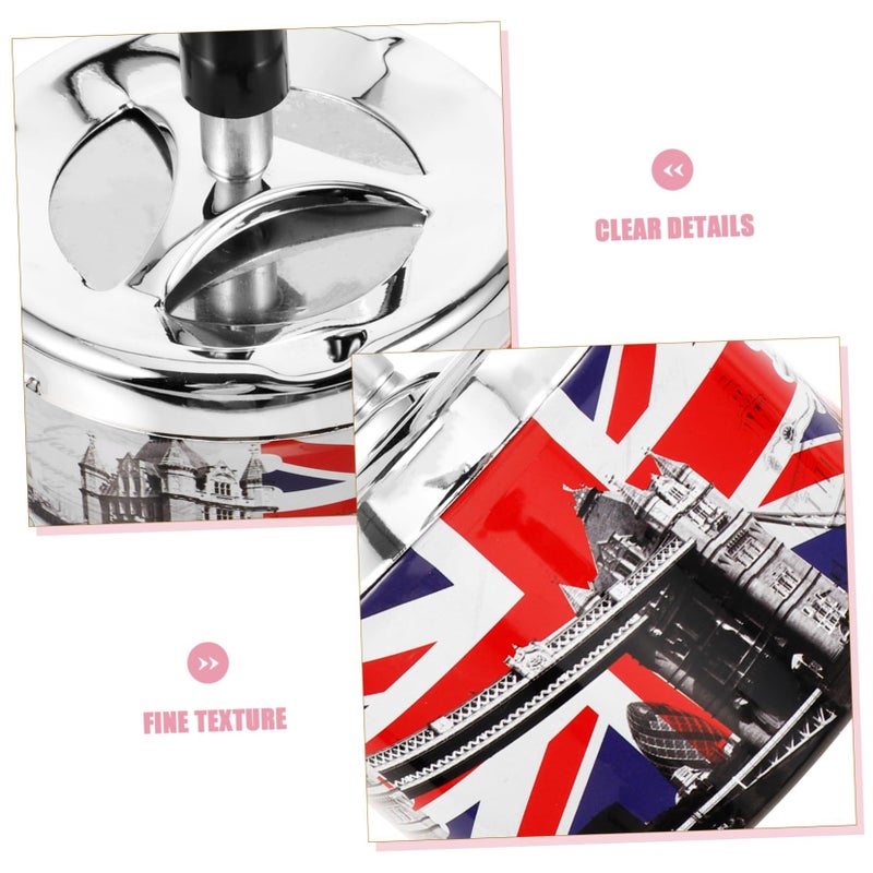 Stainless Steel Rotating Lid Ash Tray Self Extinguishing Windproof Outdoor - Image 3