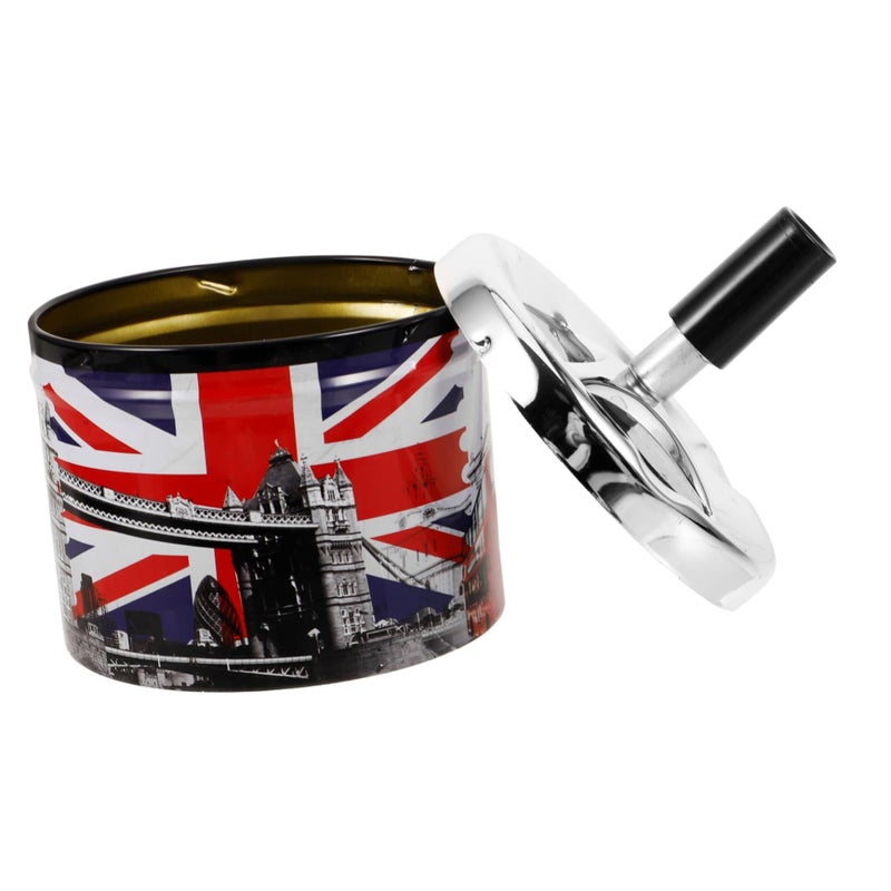 Stainless Steel Rotating Lid Ash Tray Self Extinguishing Windproof Outdoor - Image 2