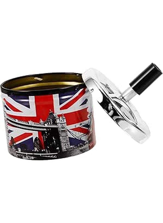 Stainless Steel Rotating Lid Ash Tray Self Extinguishing Windproof Outdoor - Image 1