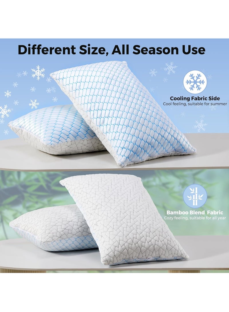 puredown King Size Pillows Set of 2, Shredded Memory Foam Pillows, Cooling Pillows King 2 Pack, Foam Pillow for Sleeping, Adjustable Firm Bed Pillow for Side, Back and Stomach Sleepers (King) - Image 4