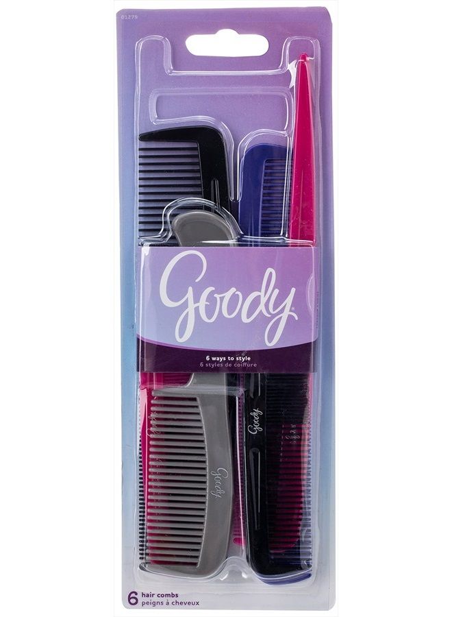 Goody - Hair Products Family Set of 6 Combs - Assorted Colors - 1 Pack - Image 1