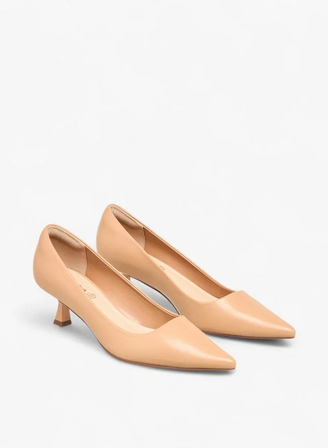 Paprika Solid Pointed Toe Shoes with Kitten Heels