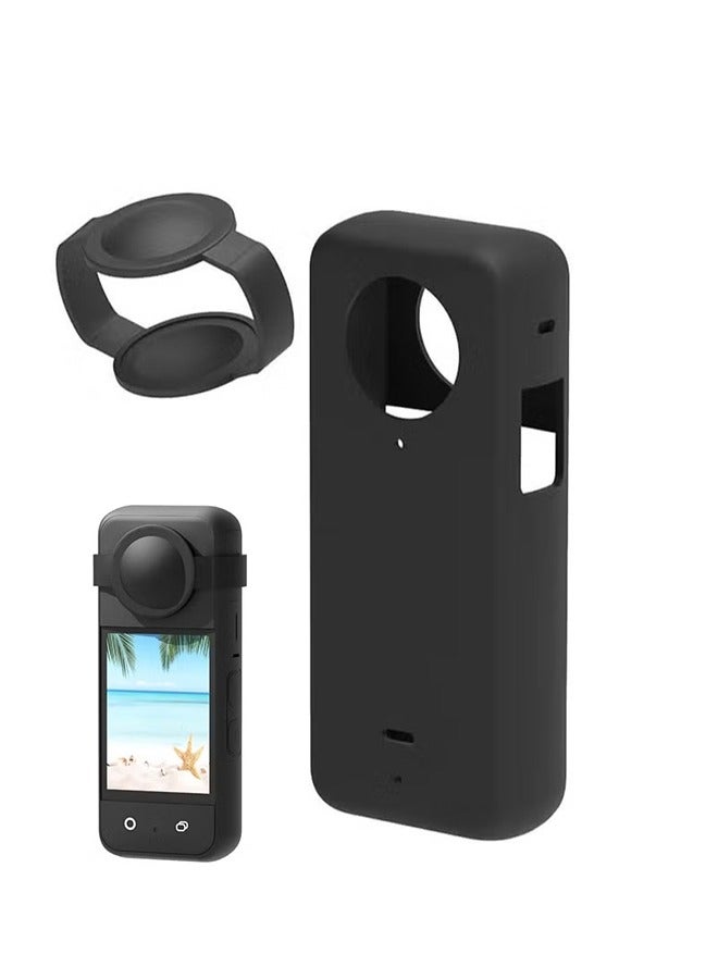 Action Camera Case Fit for Insta-360 ONE X3, Waterproof Durable Silicone Protective Cover Lens Cap Compatible for Insta-360 ONE X3 Accessory (Black) - Image 1
