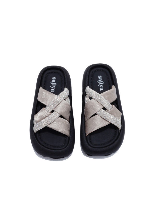 SAFIYA Saturday Beach Sandals Women 2025 Summer Fashion Rhinestone Versatile Platform Resort Style Flip-flops - Image 4
