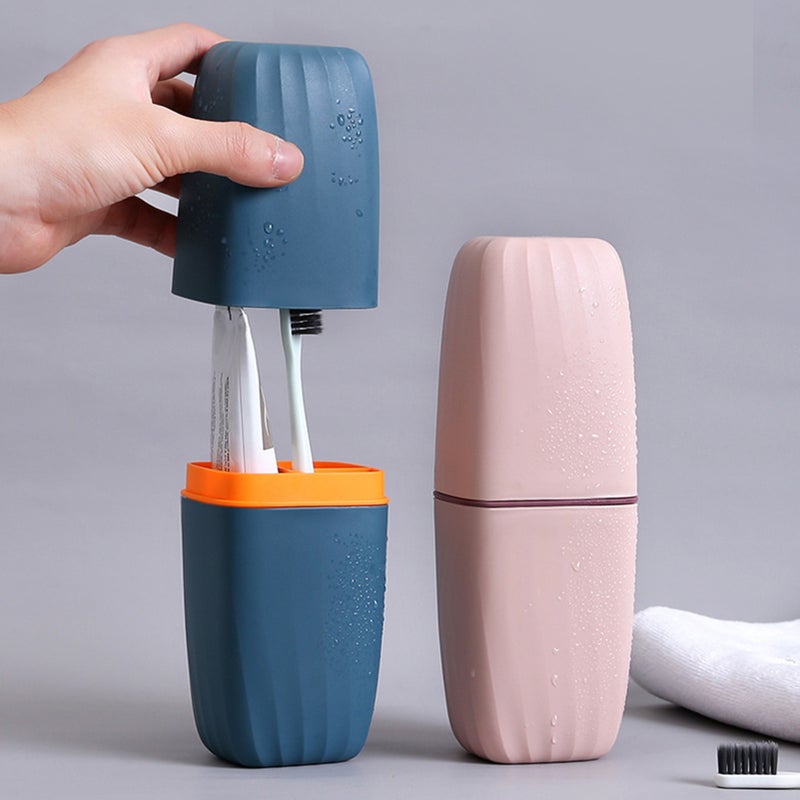 Toothpaste Holder Toothbrush Cup Portable Toothbrush Travel Container Electric Toothbrush Case Flosser Storage Organizer Toothbrush Case Dual Mugs Toothpaste Holder - Image 2