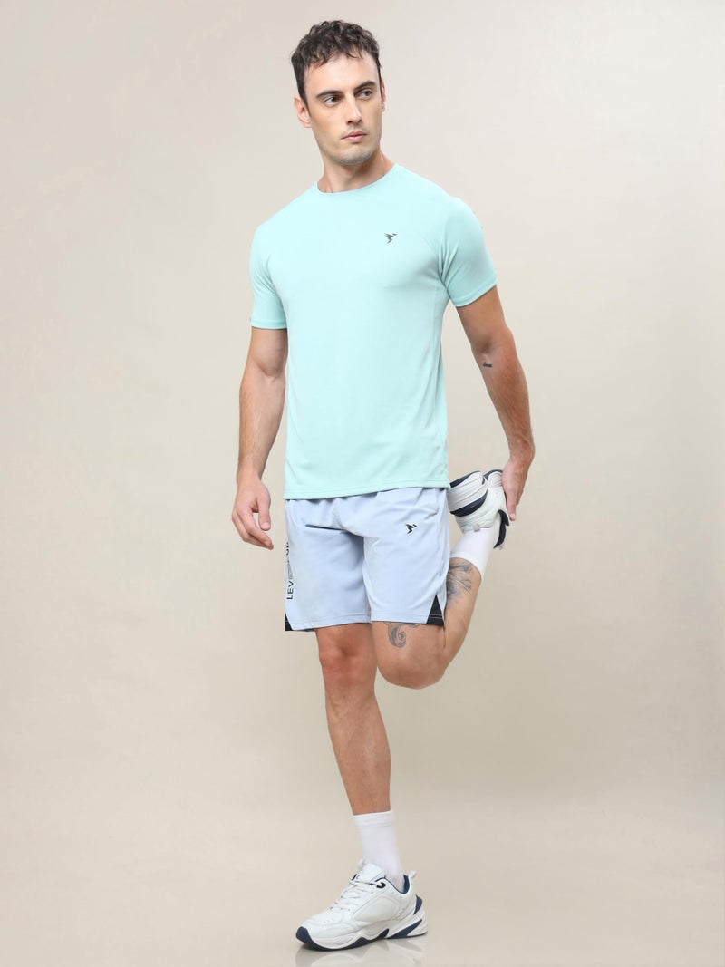 TECHNOSPORT Men Polyester Slim Fit Crew Neck Half Sleeve Solid T-Shirt for Running,Sports & Gym - (MTOR10BLT_Blue Light_XL) - Image 4