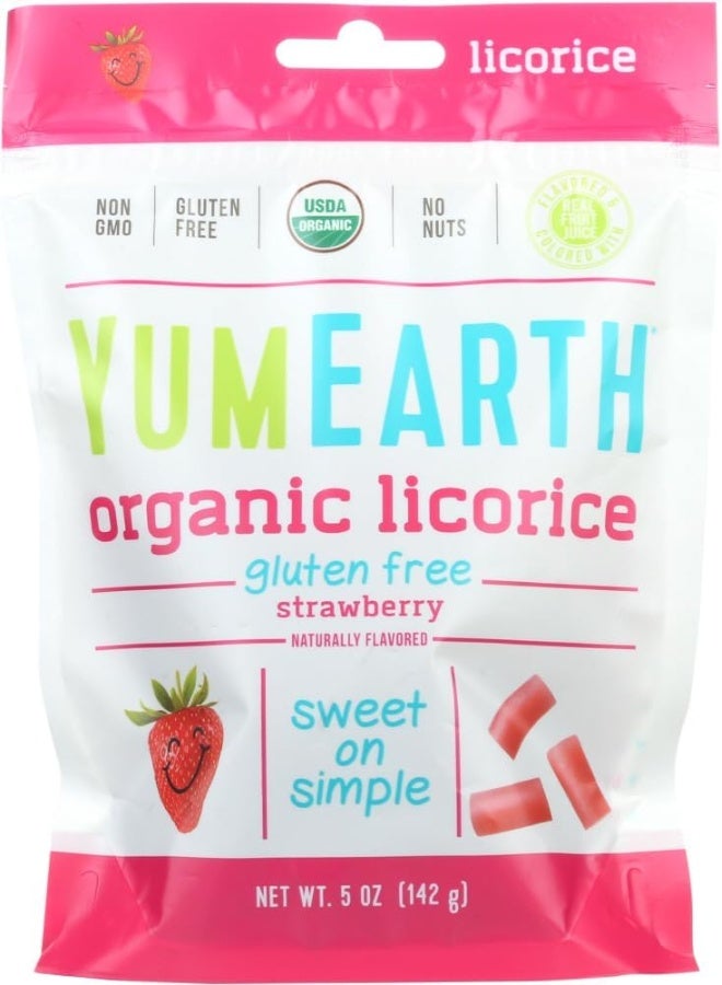 YumEarth Organic Gluten Free Strawberry Licorice Snack Packs - Allergy Friendly, Gluten Free, Non-GMO, Vegan, No Artificial Flavors or Dyes - 5 Ounce (Pack of 2) - Image 1