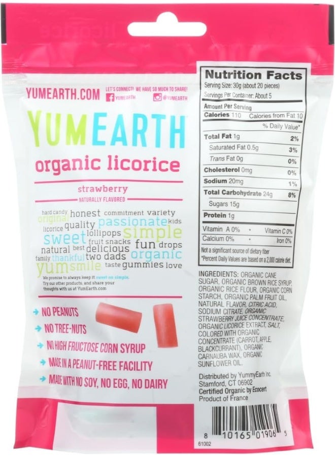 YumEarth Organic Gluten Free Strawberry Licorice Snack Packs - Allergy Friendly, Gluten Free, Non-GMO, Vegan, No Artificial Flavors or Dyes - 5 Ounce (Pack of 2) - Image 3