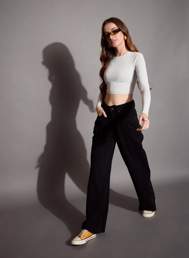 SASSAFRAS High Rise Wide Leg Jeans