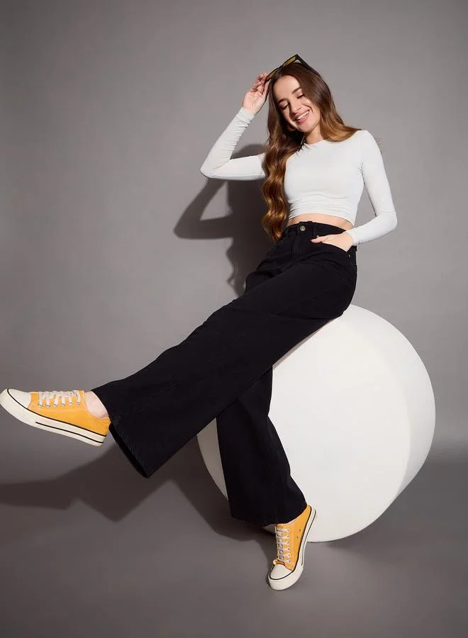 SASSAFRAS High Rise Wide Leg Jeans